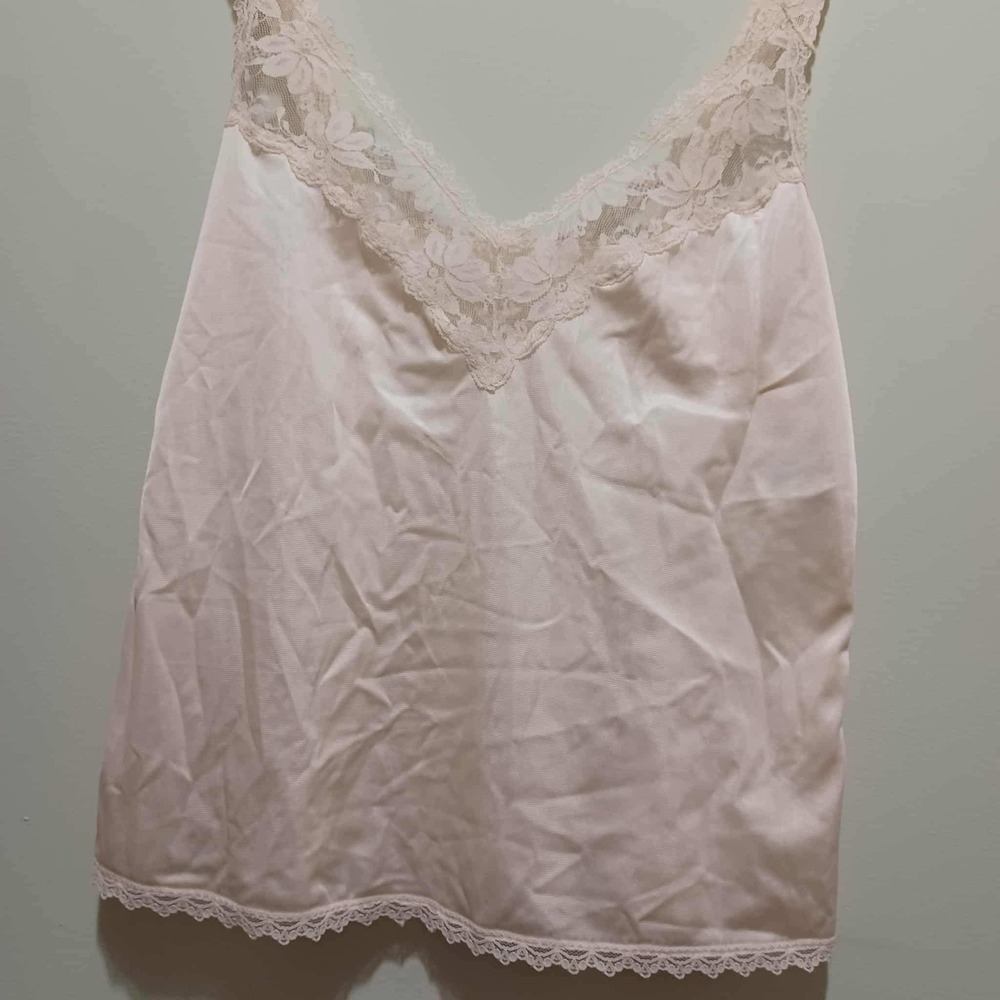 Vtg Maidenform Something Special Lace Trimmed Cami Top Size 36 Pale Pink Runs Sm